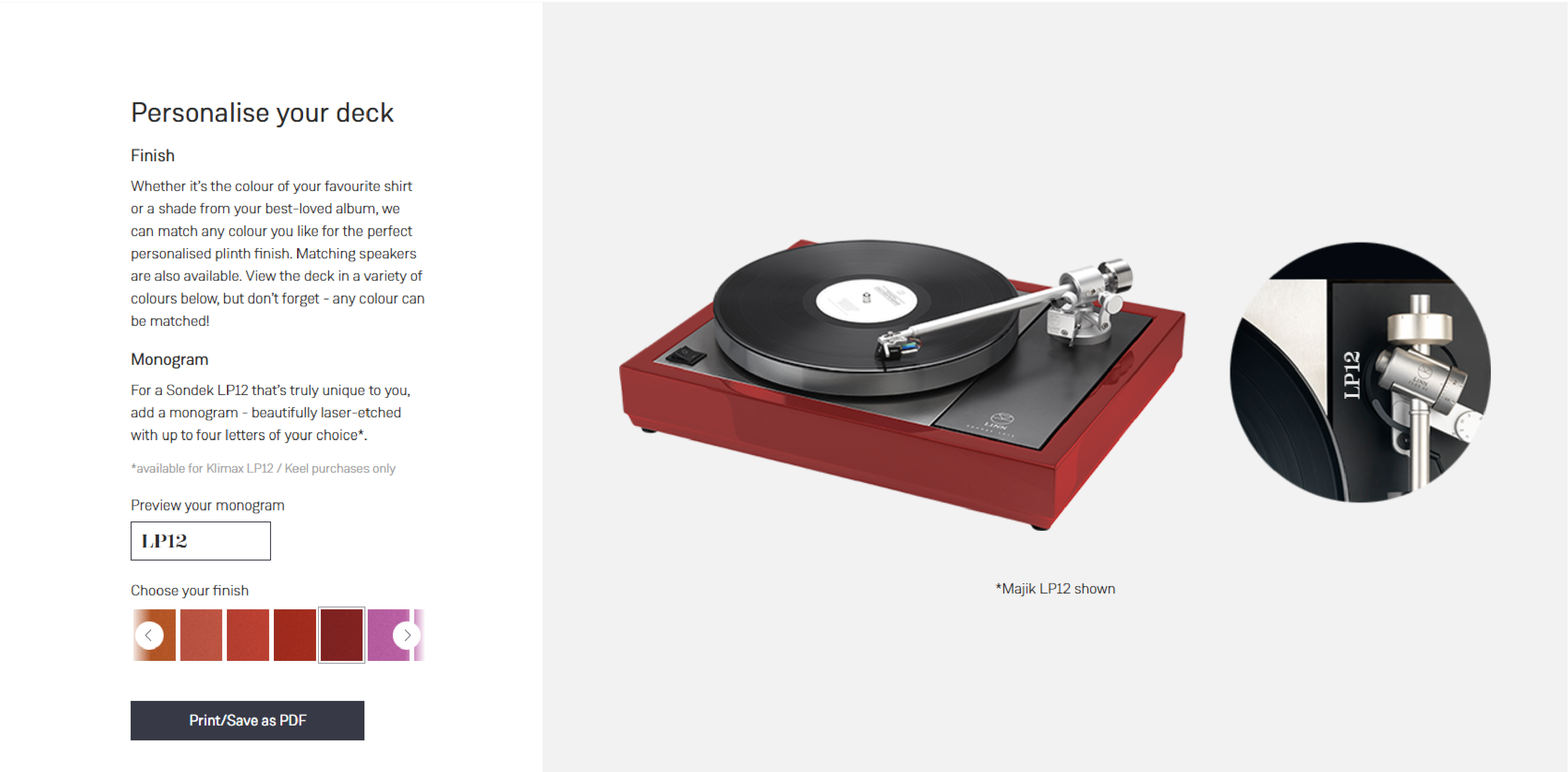 Personalise your deck in Linn Majik LP12